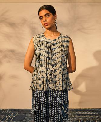 Blue indigo cotton tula top 5