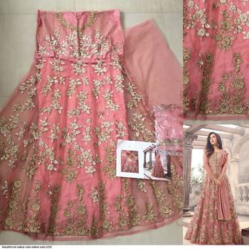 Dark Peach Embroidered Net Anarkali Salwar Suit 3