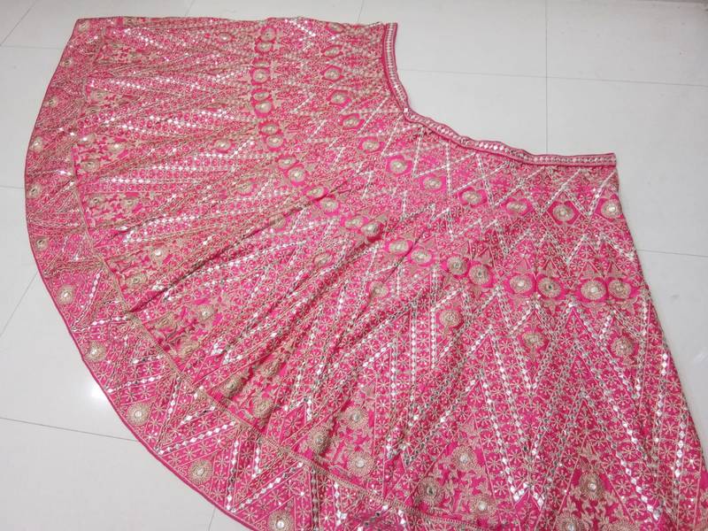 Gracegful Gajri Pink sequins embroidered art silk semi stitched lehenga choli for wedding