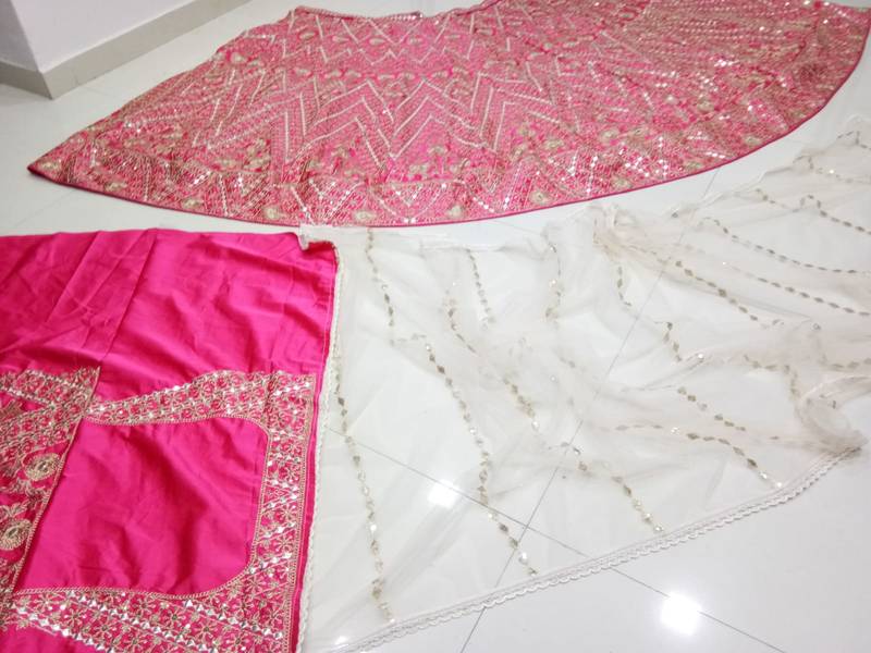 Gracegful Gajri Pink sequins embroidered art silk semi stitched lehenga choli for wedding