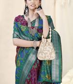 Magenta Cotton Patola Print Silver Zari Border/Tassels Saree With Unstitched Blouse Piece