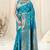 Turquoise banarasi silk woven design woven golden zari border saree with unstitched blouse piece