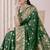Green Banarasi silk blendWoven Design Woven Golden Zari Border Saree With Unstitched Blouse Piece