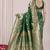 Green Banarasi silk blendWoven Design Woven Golden Zari Border Saree With Unstitched Blouse Piece