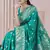 Teal art Banarasi Silk Woven Golden Zari Border Saree With Unstitched Blouse Piece