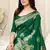 Green Silk Blend Woven Floral /Paisley Print Woven Zari Border Saree With Unstitched Blouse Piece