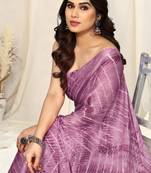 Dusty Pink Chiffon Shibori Print Tassels Saree With Unstitched Blouse Piece