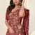 Maroon Silk Blend Foil Patola Print Saree With Unstitched Blouse Piece