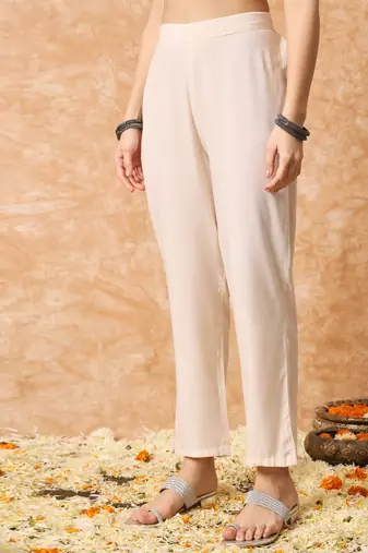 Sage green and off white floral printed kurta set