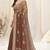 Brown cotton blend omber foil block print silver zari border saree with unstitched blouse piece