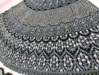 Green Thread Embroidered Georgette Semi Stitched Lehenga Choli For Bride 8