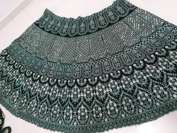 Green Thread Embroidered Georgette Semi Stitched Lehenga Choli For Bride 9