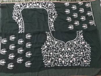 Green Thread Embroidered Georgette Semi Stitched Lehenga Choli For Bride 11