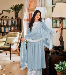 Attractive Blue Two Tone Georgette Party Wear Salwar Suit