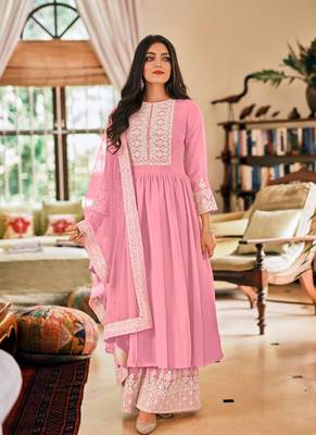 Pink Georgette Party Wear salwar  Suit Set  1