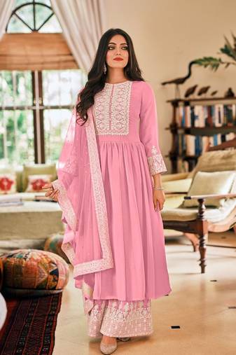 Pink Georgette Party Wear salwar  Suit Set 