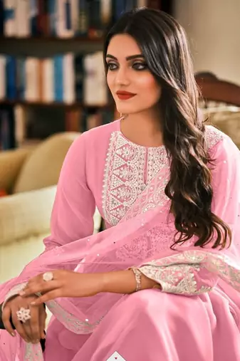 Pink Georgette Party Wear salwar  Suit Set 