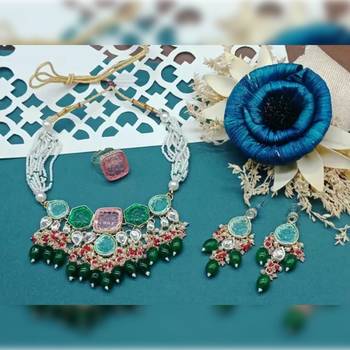 Indian bollywood  tradtional gold plated bridal kundan choker wedding earring necklace jewellery set 1
