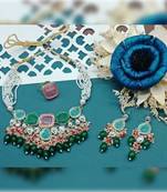 Indian bollywood  tradtional gold plated bridal kundan choker wedding earring necklace jewellery set