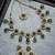 Drop shaped ad green stones collar bone necklace set with earring & maangtika jewellery set for women (ns105614)