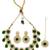 Drop shaped ad green stones collar bone necklace set with earring & maangtika jewellery set for women (ns105614)
