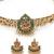 Temple gold plated green beads choker necklace set with studs earring jewellery set for women (ns105622)