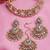 Drop shaped white kundan & beads choker necklace set with earring & maangtika jewellery set for women (ns105630)