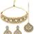 Drop shaped white kundan & beads choker necklace set with earring & maangtika jewellery set for women (ns105630)
