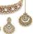 Drop shaped white kundan & beads choker necklace set with earring & maangtika jewellery set for women (ns105630)