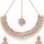 Graceful rose gold plated rainbow collar bone necklace set with earring & maangtika jewellery set for women (ns105639)