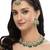 Gold-plated with ad green stones collar bone necklace set with stylish earrings jewellery set for women (ns105678)