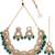 Gold-plated with ad green stones collar bone necklace set with stylish earrings jewellery set for women (ns105678)