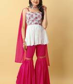 Women's rani pink georgette embroidery with sequence work party wear sharara set
