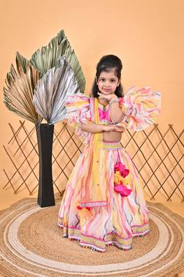 Multicolor printed Lehnga pink Choli 2