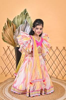 Multicolor printed Lehnga pink Choli 3