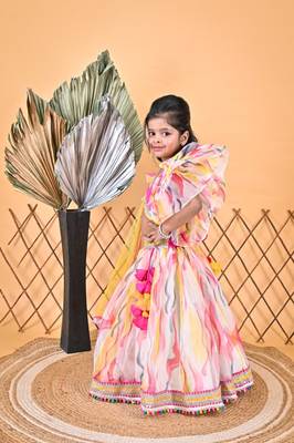 Multicolor printed Lehnga pink Choli 4