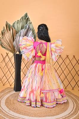 Multicolor printed Lehnga pink Choli 5