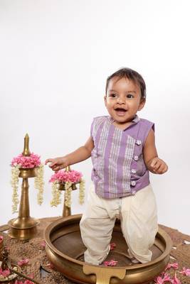 Ezhil purple kurta dhoti set 1