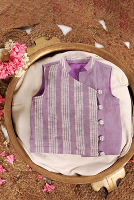 Ezhil purple kurta dhoti set 2