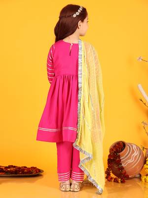 Jilmil girls magenta dress with pant & dupatta (set of 3) 3