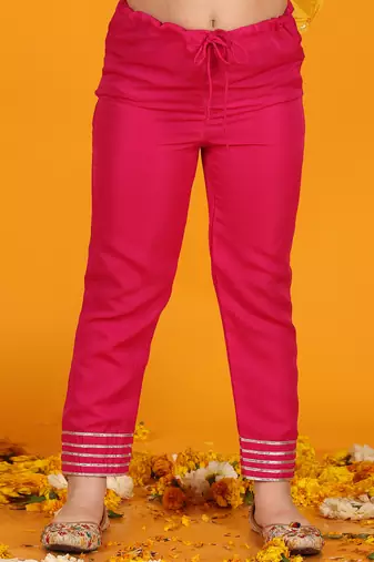 Jilmil girls magenta dress with pant & dupatta (set of 3)
