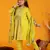 girls anarkali neon yellow silk dress with pant & dupatta (set of 3)
