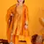 Jilmil girls anarkali neon orange silk dress with pant & dupatta (set of 3)