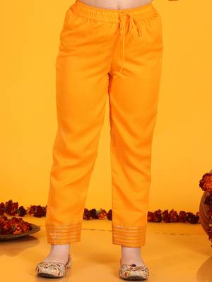 Jilmil girls anarkali neon orange silk dress with pant & dupatta (set of 3) 5