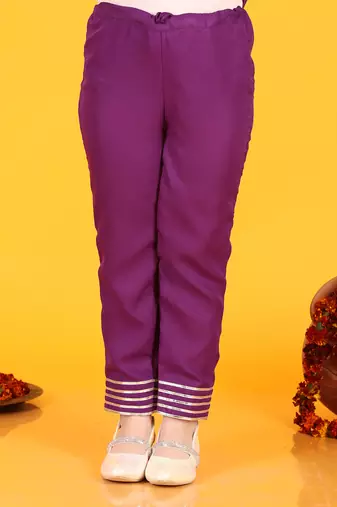 girls  violet  dress with pant & dupatta (set of 3)