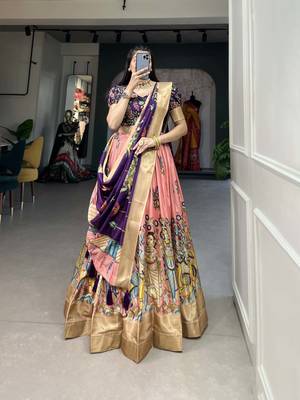 Women's Dola Silk With Kalamkari Print Lehenga Choli Set 1