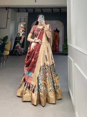 Women's Dola Silk With Kalamkari Print Lehenga Choli Set 1
