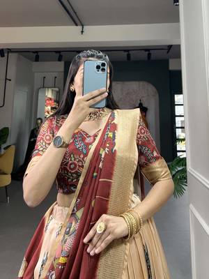 Women's Dola Silk With Kalamkari Print Lehenga Choli Set 3