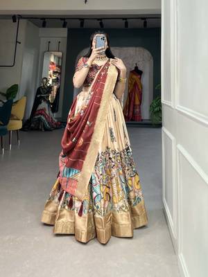 Women's Dola Silk With Kalamkari Print Lehenga Choli Set 4