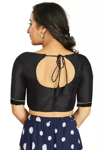 Black Art Silk Designer Party Wear Readymade Blouse